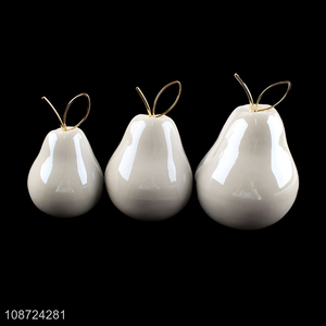 Good quality home office tabletop decoration ceramic pear shape ornaments for sale