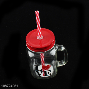 Top selling glass clear drinking cup water cup juice cup with straw
