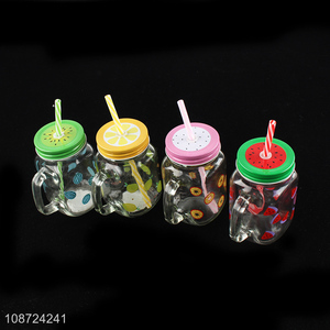 Popular products multicolor clear glass water cup drinking cup with straw