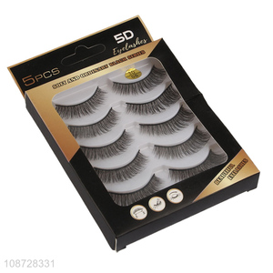 Low price 5d natural fluffy false eyelashes set for sale