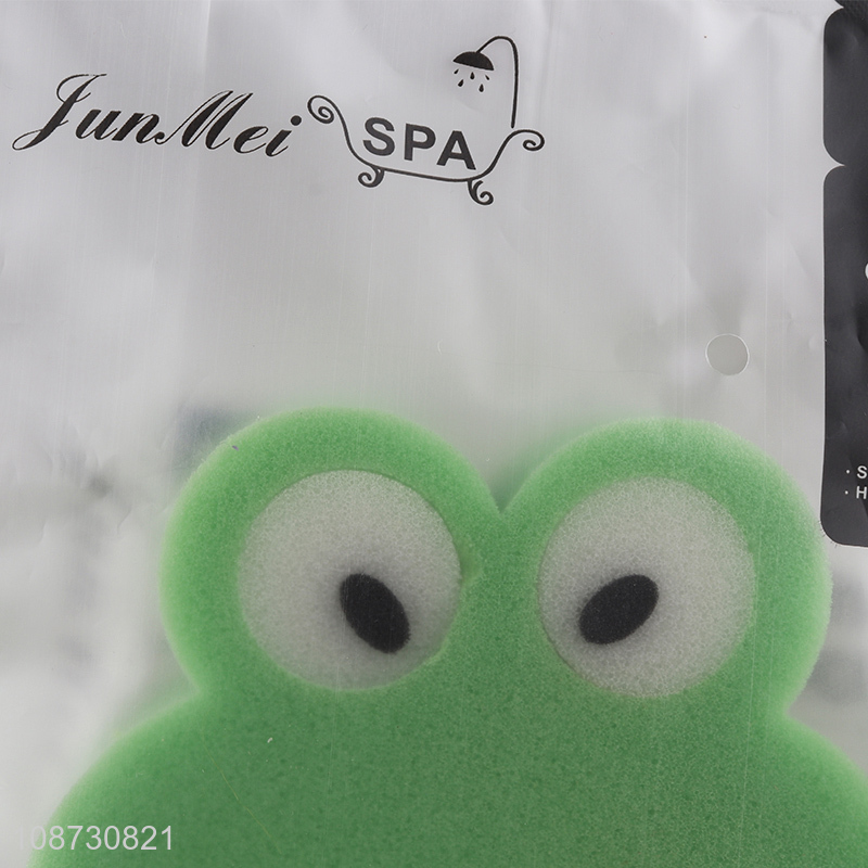 Hot selling cartoon frog shape soft dead skin remover bath scrub sponge wholesale