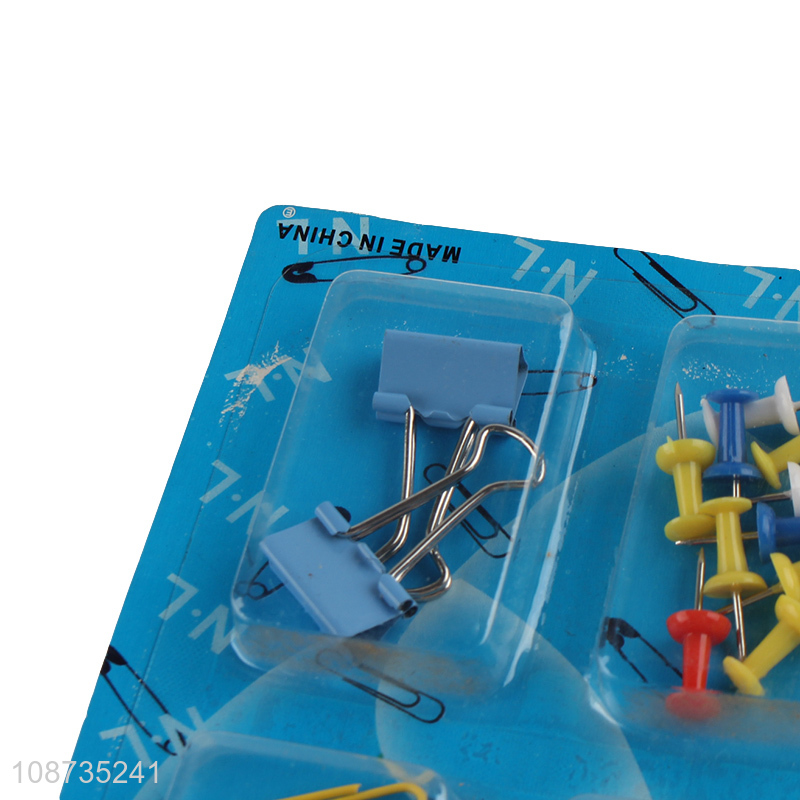 Wholesale office clips set with binder clips, thumbtacks & paper clips