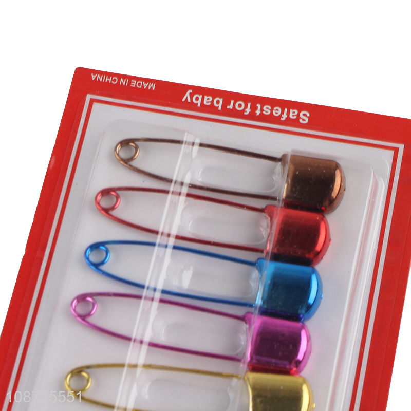 Yiwu market 6 pieces plastic safety pins baby nappy diaper pins