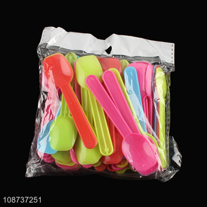 Online wholesale 50 pieces mini plastic spoons disposable tasting spoon set