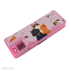 Best selling cartoon double-sided stationery storage pencil box for students
