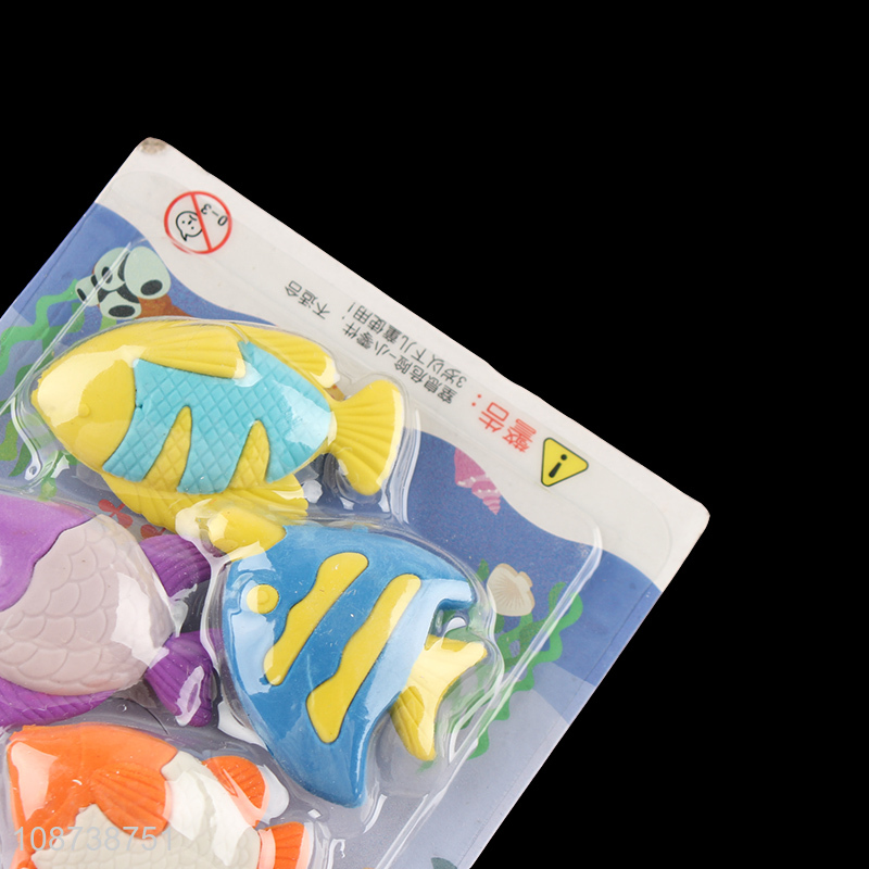 Wholesale 3D animal erasers novelty tropical fish erasers for kids