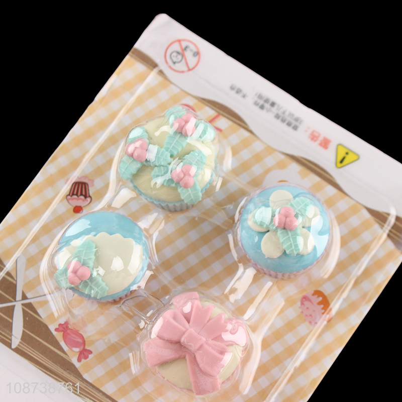 Hot selling 3D cupcake erasers pencil erasers for classroom rewards