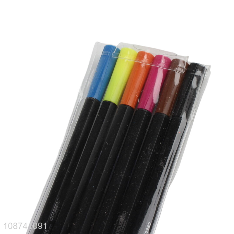 Wholesale 6 colors non-toxic water color pens fine liner markers for coloring