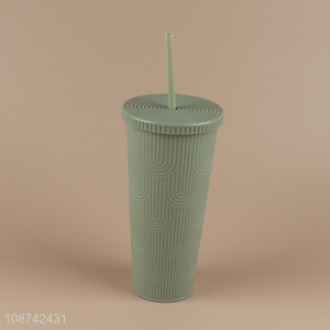 Wholesale double-walled plastic tumbler with lid and <em>straw</em> for iced coffee