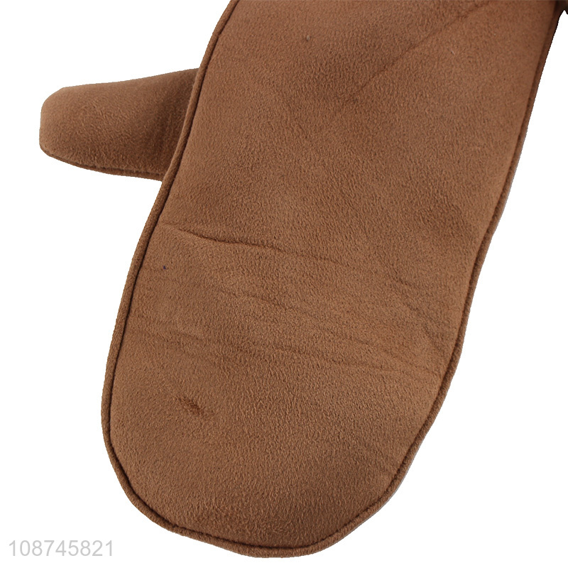 Good quality winter warm windproof suede fabric gloves for women girls