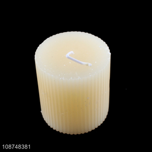 Wholesale scented candle ribbed pillar aromatherapy candle for relax