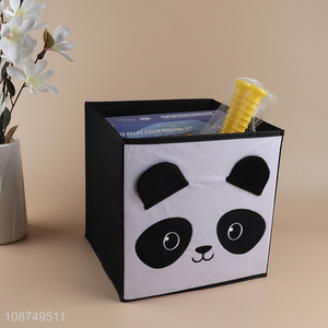 Yiwu market panda cute folding woven storage bin sundries storage bin