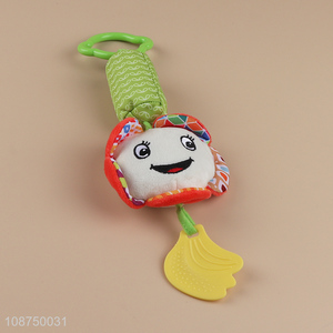 Good quality cute cartoon infant baby rattle toys with teether