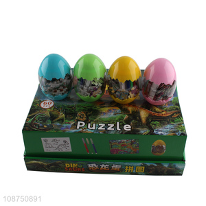 New product educational dinosaur egg jigsaw puzzle toy with drawing pens