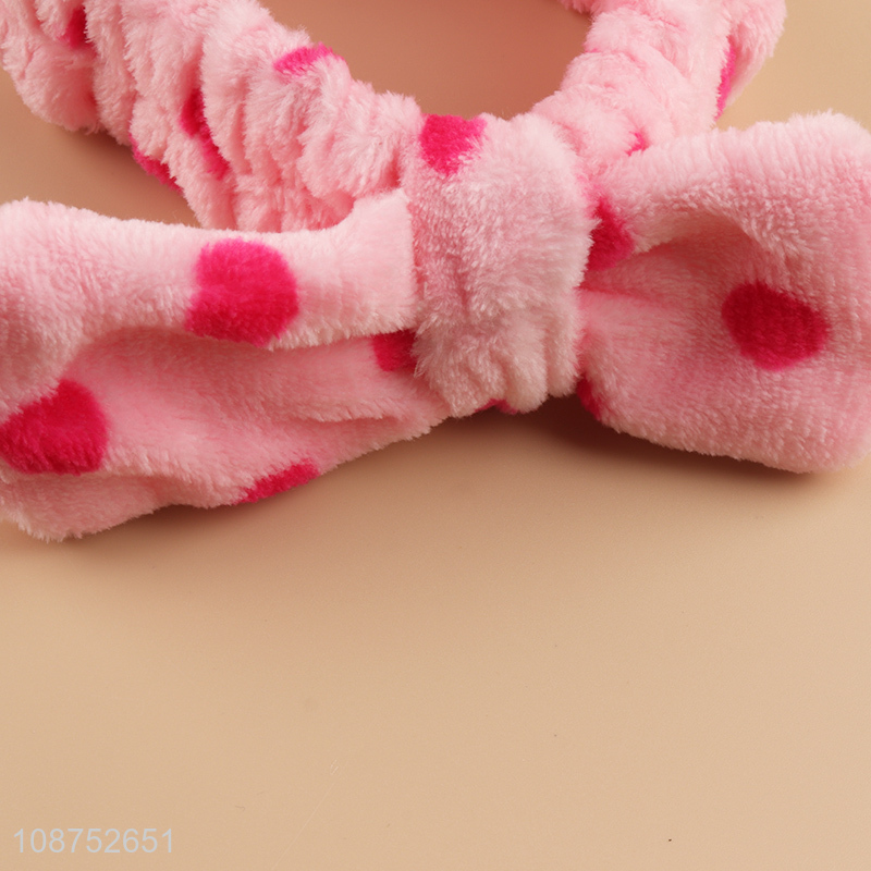 Yiwu market pink plush elastic girls wash face hairband