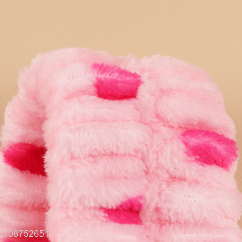 Yiwu market pink plush elastic girls wash face hairband