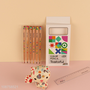 Wholesale 6 pieces 4 color mix jumbo colored pencils coloring pencils