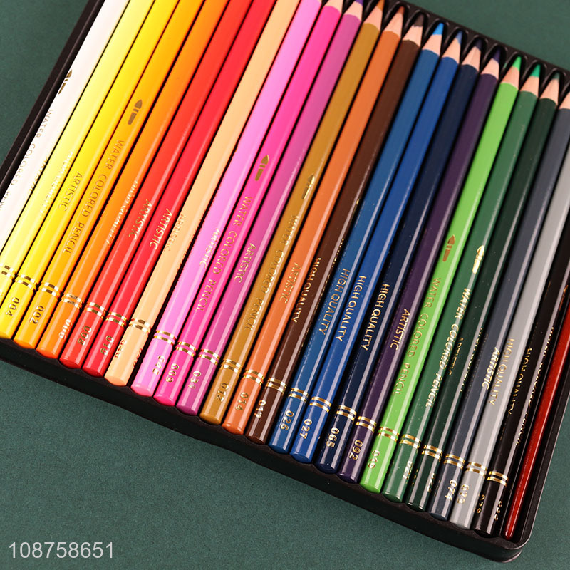Custom 24 colors water soluble color pencils for coloring and painting