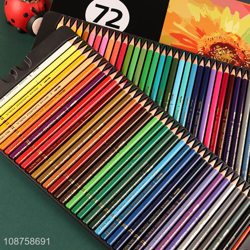 Wholesale 72 colors water soluble long lasting drawing color pencils