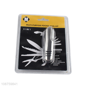 Factory price steel 11in1 multi-purpose pocket knife tool