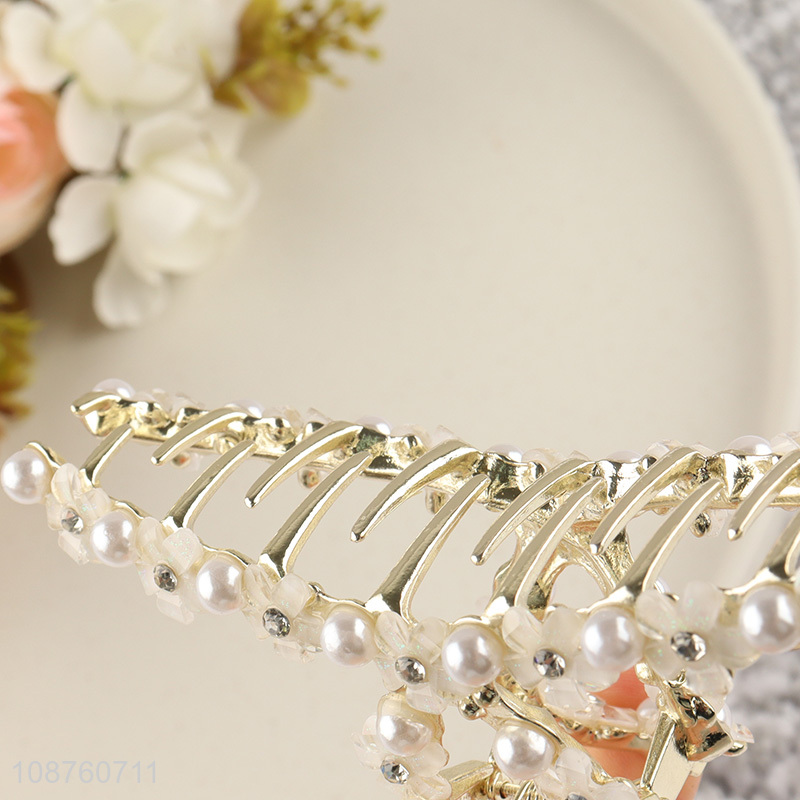 Factory price pearl flower hair claw clip hair accessories for women