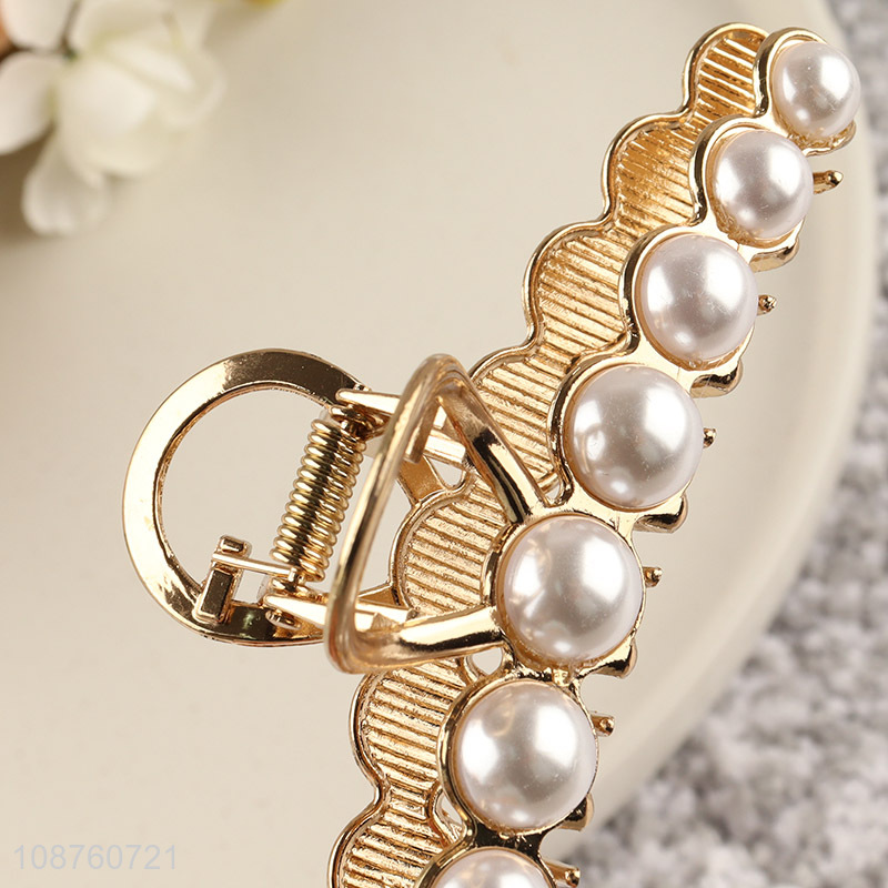 High quality large pearl alloy hair claw clips for thick long hair