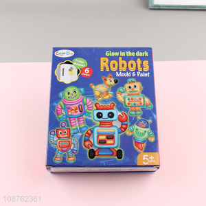 Hot selling DIY painting toy glow in the dark robot fridge magnets