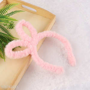Wholesale plush rabbit ear hair hoop fluffy headband for kids toddlers