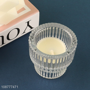 Online wholesale double sided glass candlestick holder