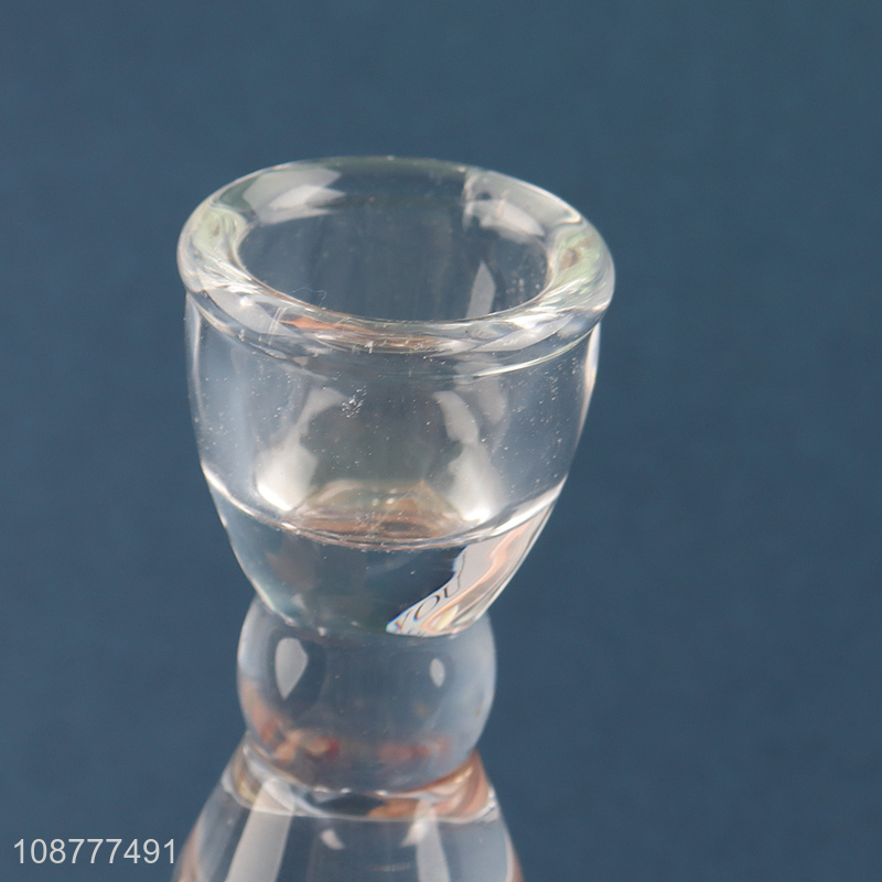 Hot selling clear glass candlestick holder for taper