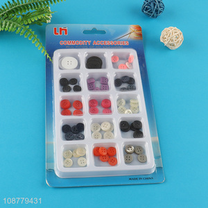 Wholesale round square mixed color 4-hole resin buttons