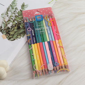 Factory price 12pcs 24 color double ended colored pencils