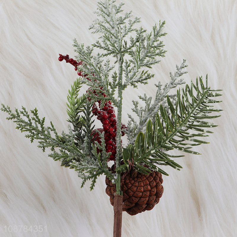 Factory price artificial Christmas pine picks with pinecones