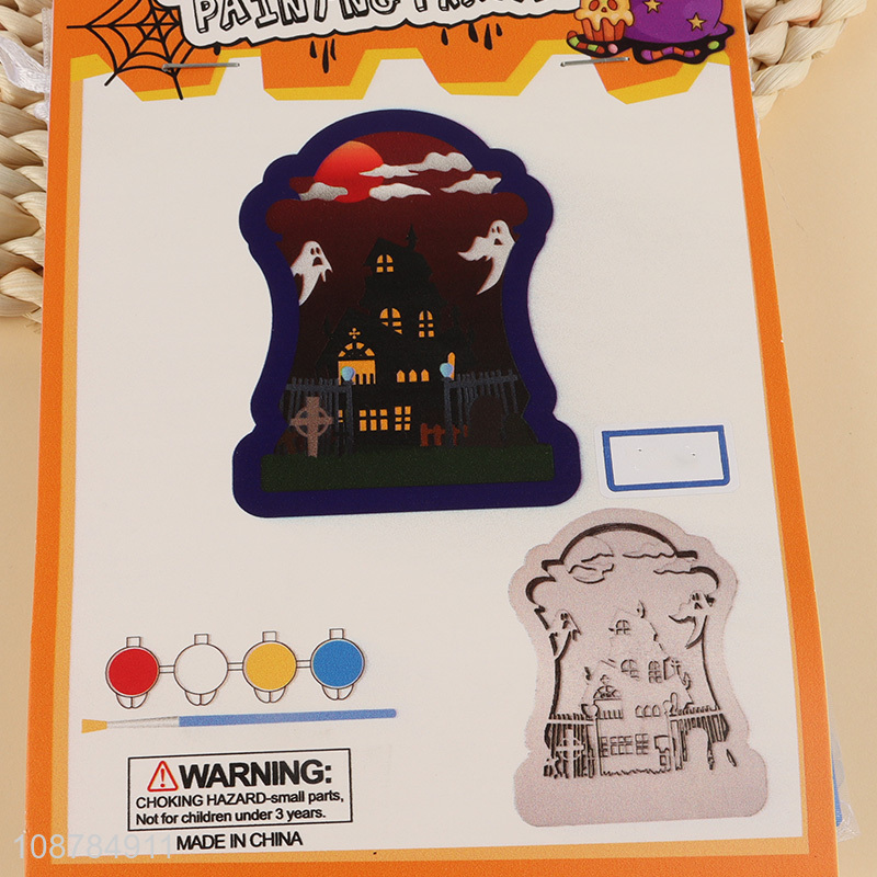 Factory Supply 3D Layered Halloween Wooden Painting Kit For Kids