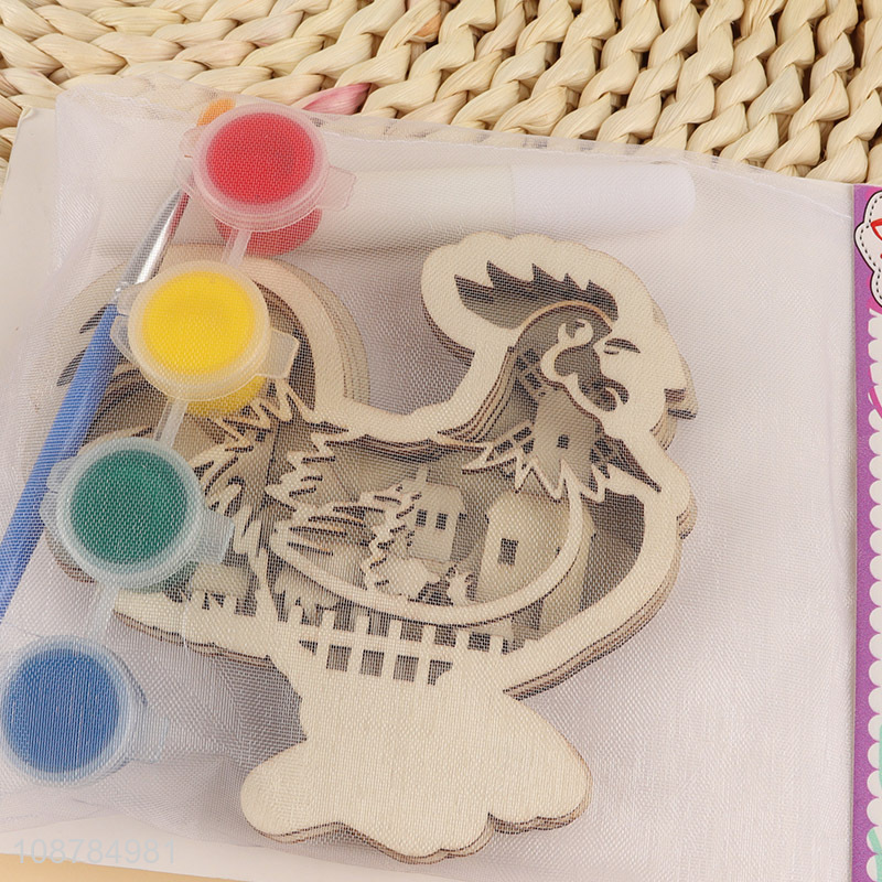 Hot Product DIY 3D Layered Wooden Cock Painting Kit For Kids