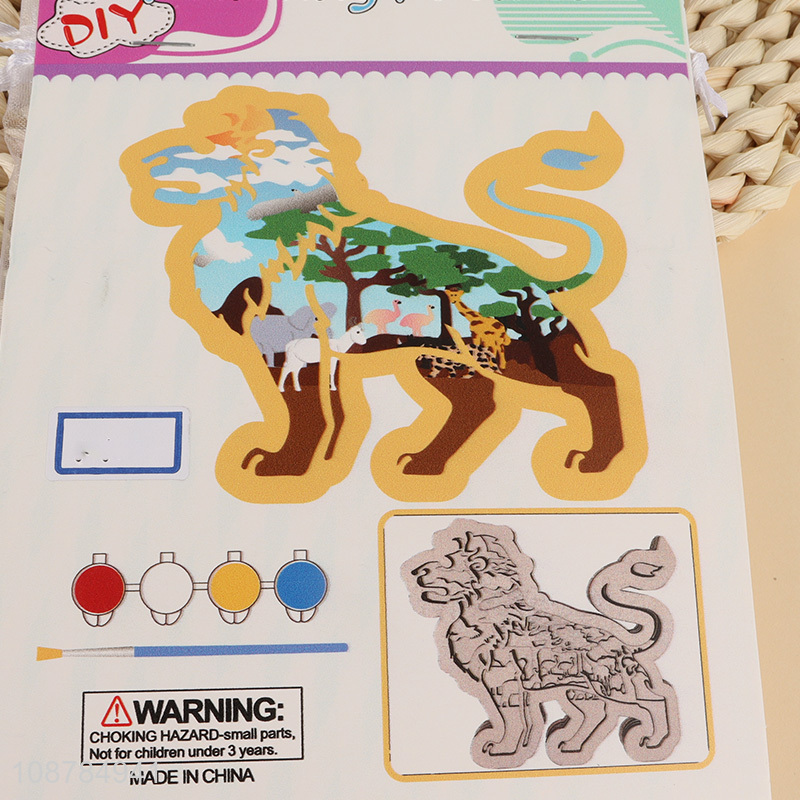 Good Price DIY 3D Layered Wooden Animal Painting Kit For Kids