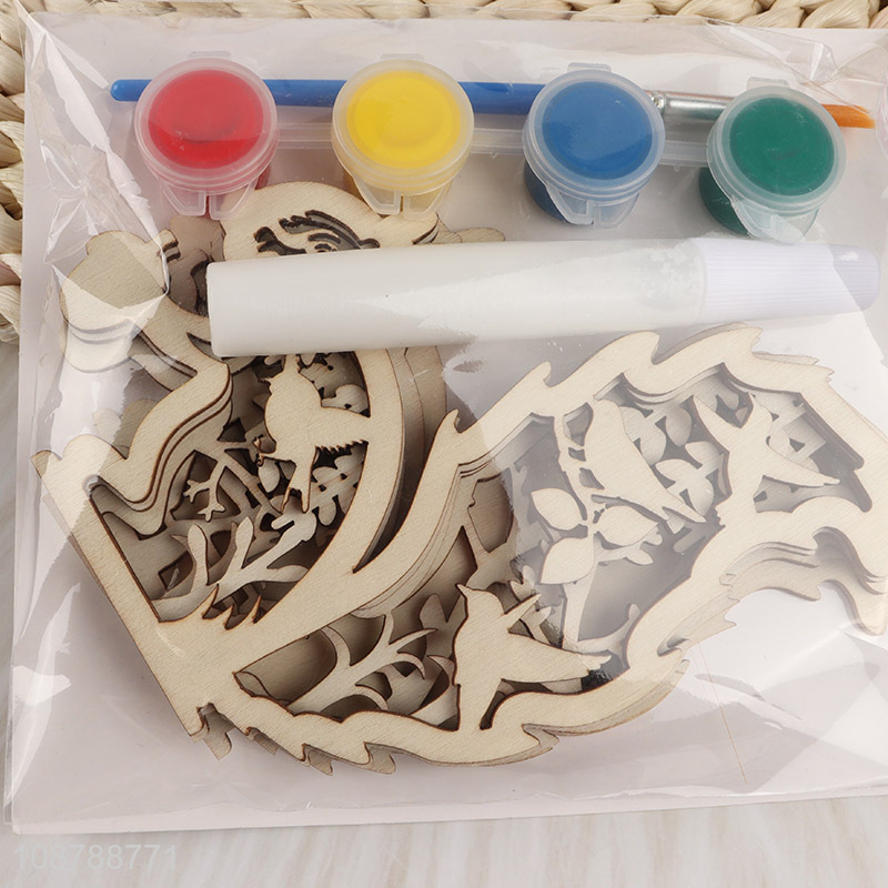 Wholesale 3D Cutting Wooden Squirrel Craft Painting Kit For Kids