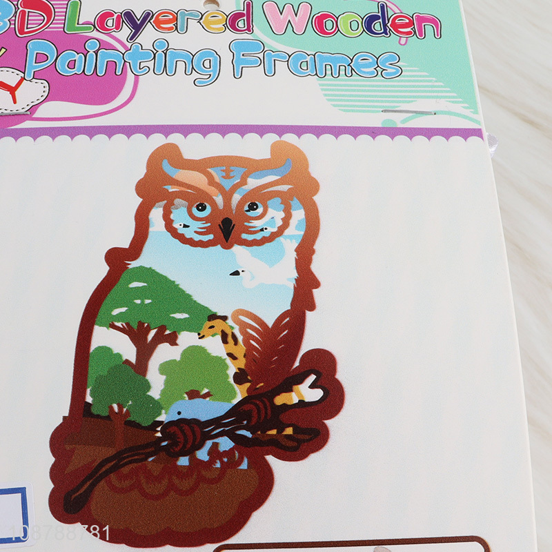 Low Price 3D Cutting Wooden Owl Craft Painting Kit For Kids
