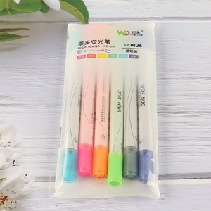 Factory price 6pcs double-ended highlighter for stationery