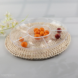 Wholesale round clear divided plastic food serving tray
