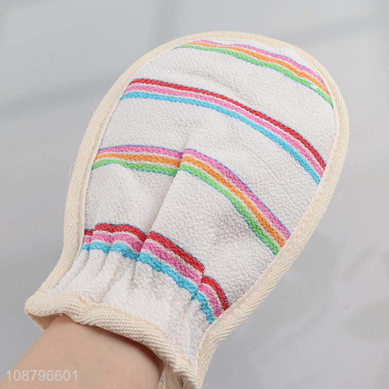 High quality double sided exfoliating shower glove bath mitt