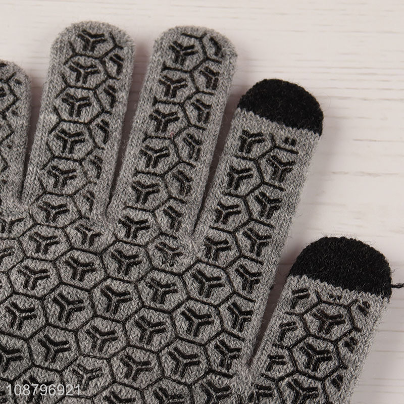 Custom logo women men winter knit gloves for cycling