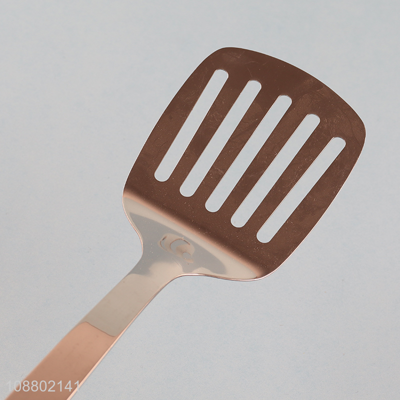 Good price stainless steel slotted spatula with wooden handle