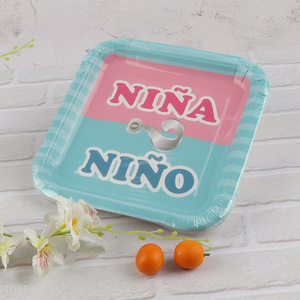 Hot selling square 12pcs disposable paper plate