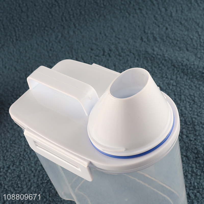 Wholesale clear plastic rice storage bucket with measuring cup