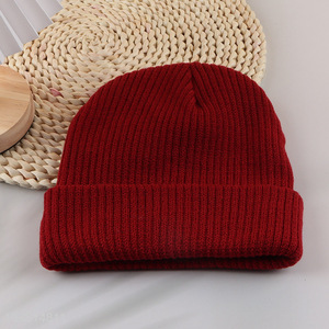 China factory red winter warm knitted hat beanies hat