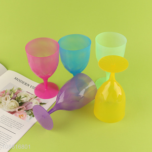 Wholesale 5pcs plastic glass goblets wine glasses with stem