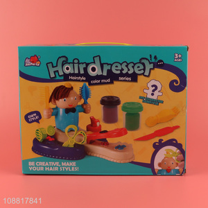 Good selling 3D hairdresser DIY playdough molding colored clay toys