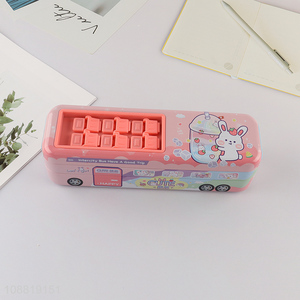 Wholesale cute sightseeing bus shaped metal pencil case for kids