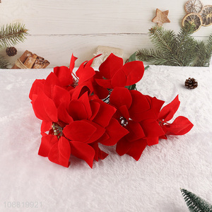 Hot selling 9-branch aritificial poinsettia Christmas flower